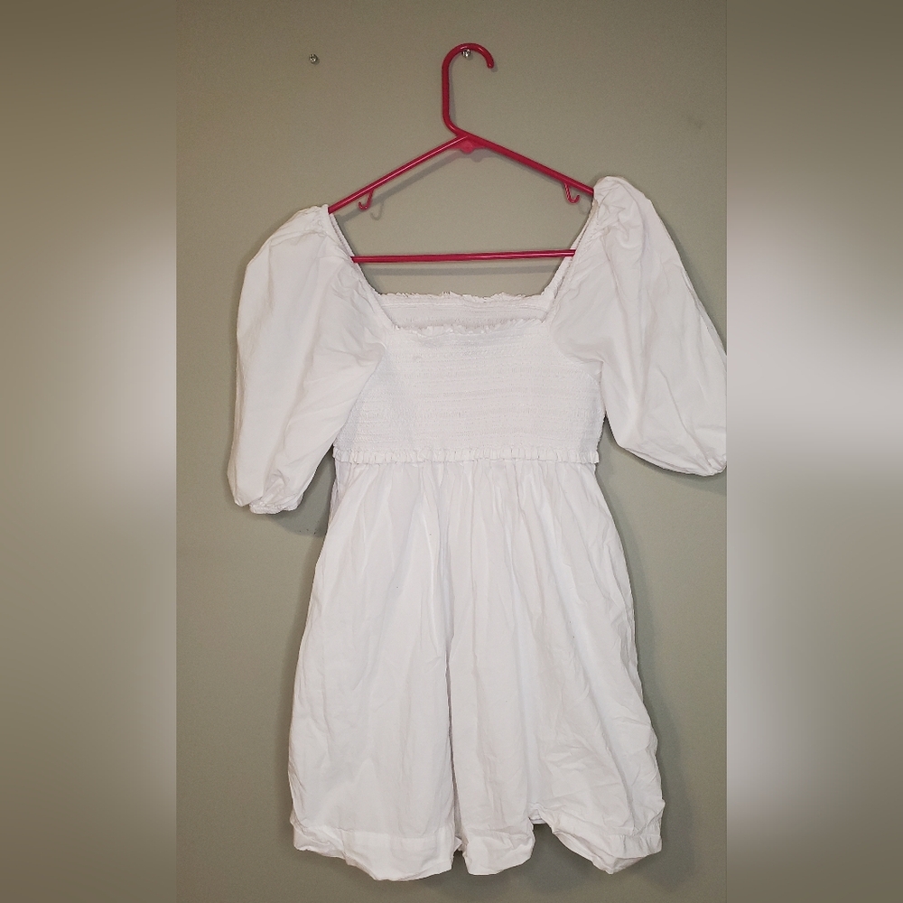 American Eagle Outfitters White Puff Sleeve Dress Size XS - Picture 2 of 6